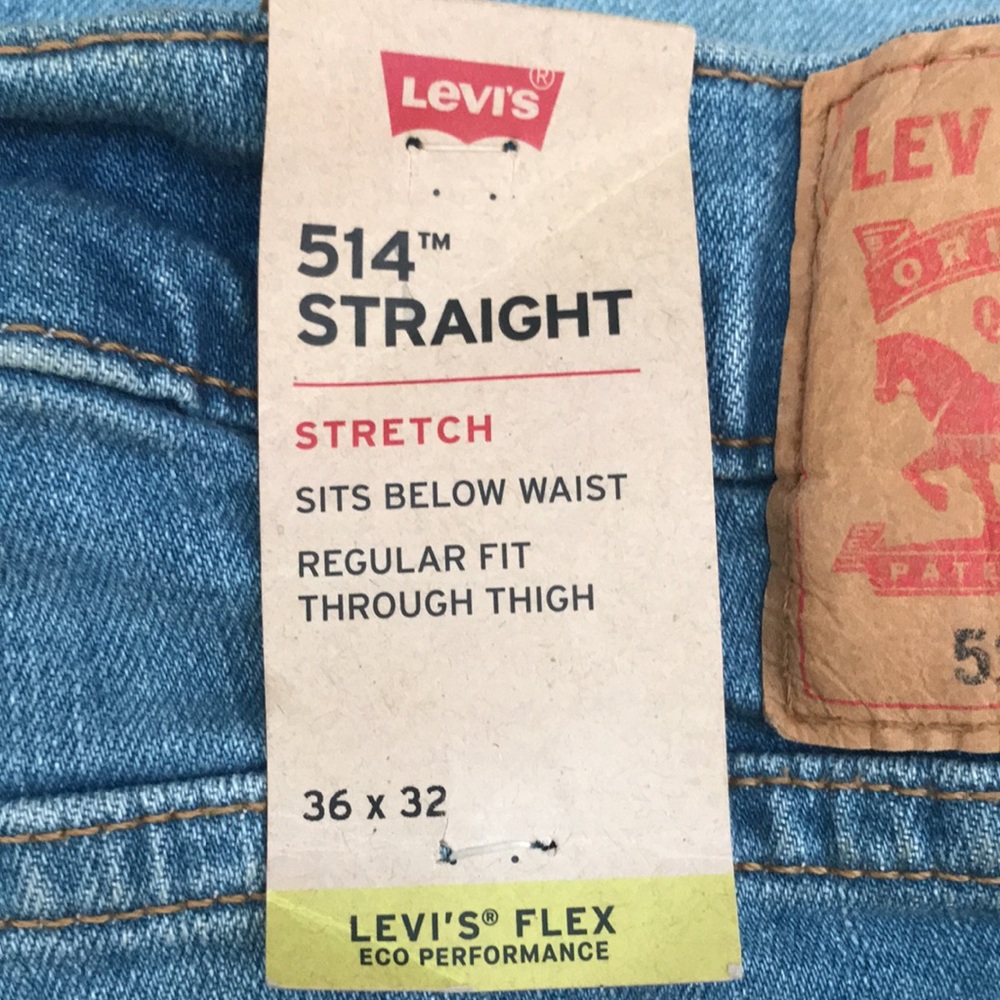 Levi’s 514 jeans zipper blue, stretch, below waist, reg fit thru thigh W… - Picture 4 of 9